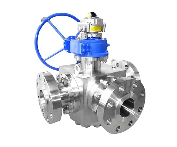 Manual worm gear 3 way ball valve