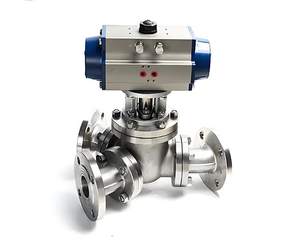 Pneumatic 135 degree Y-type three-way ball valve