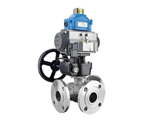 Pneumatic 3 way ball valve