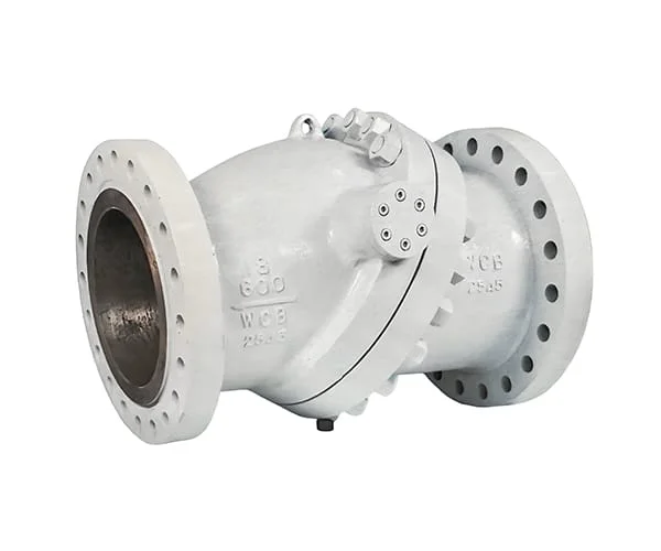 Tilted disc axial flow check valve