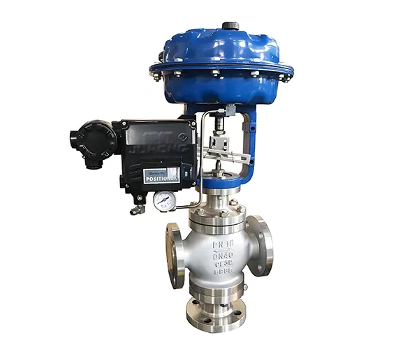 Pneumatic three-way control valve
